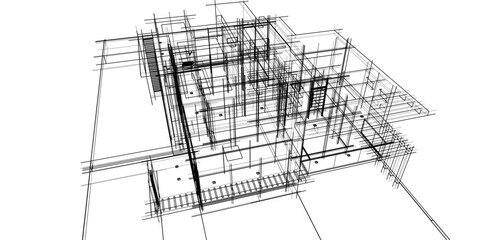  building sketch architectural 3d illustration