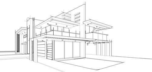  building sketch architectural 3d illustration