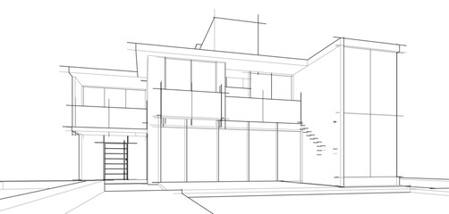  building sketch architectural 3d illustration