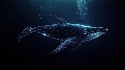 Fototapeta premium Ethereal Whale Swimming in Cosmic Waters