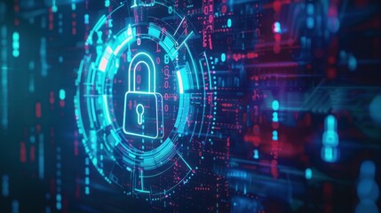 Digital Lock Symbol on Abstract Background