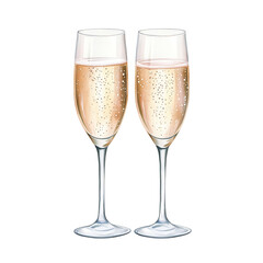 Two elegant champagne flutes filled with sparkling rose wine