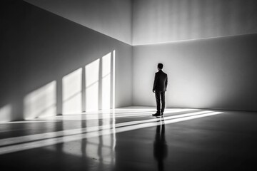 Monochromatic Shadow Play: Stark, minimalist, subtle, black and white, dimensional