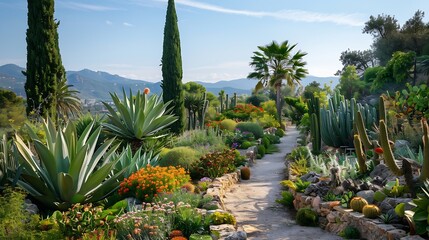 Marimurtra botanical garden at Blanes near Barcelona Spain : Generative AI