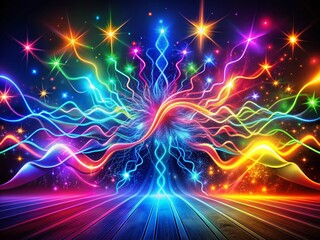 Fototapeta premium Neon Exuberance: Energetic, electric, lively, vibrant colors, shimmering neon