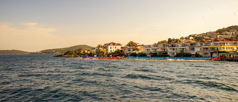 sunset on the kinaliada island beach istanbul