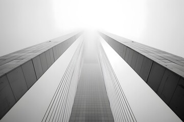 Towering Skyscrapers Disappearing into the Fog