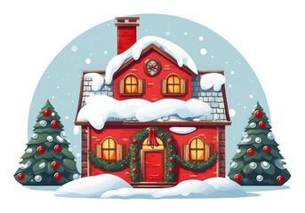Fototapeta premium PNG Christmas house white background architecture.