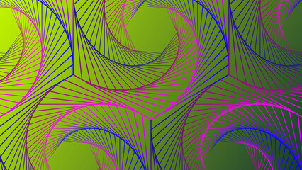 Vibrant abstract background digital art with flowing lines in purple, yellow, and green hues, creating a dynamic wave pattern.