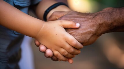 A child's hand held by an adult's, a symbol of love and support.