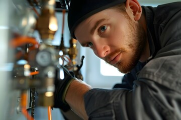 Skilled Technician Working on Complex Equipment with Precision and Focus