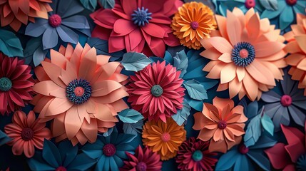 Obraz premium Beautiful flowers paper style
