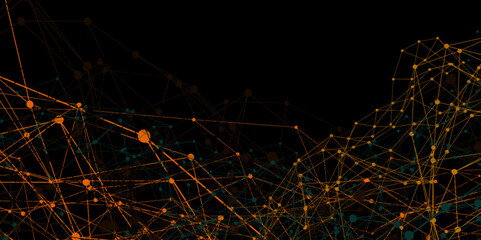 black network patterned background.Colourful Connection with lines and dots. abstract polygons plexus vector background, digital data visualization. futuristic shape. Computer generated background.	