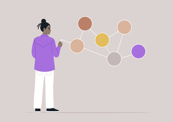 In a serene atmosphere, an individual engages in connecting various colored dots, symbolizing creativity and collaboration