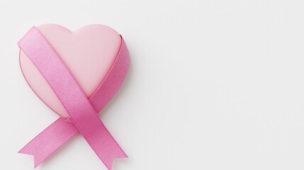 Pink Ribbon Locket A heart shaped locket with a pink ribbon , 3d illustration