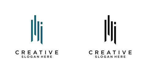 Creative rectangle logo design with modern concept . premium vector