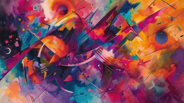 An abstract wallpaper reminiscent of Wassily Kandinsky's abstract expressionism