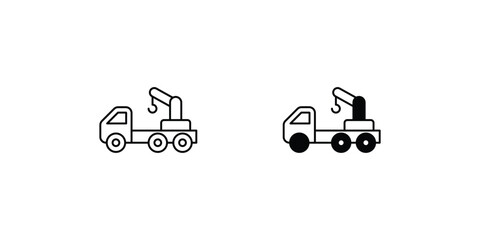 crane truck set icon with white background vector stock illustration