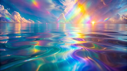 Spectral Reflections: Play of light and shadow, iridescent surfaces, dreamy mood, pastel hues.