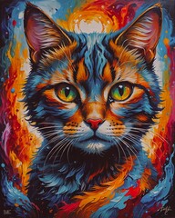 cat on a black background