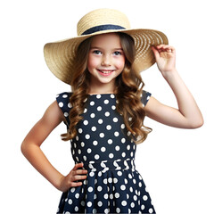 Girl in polka dot dress and hat