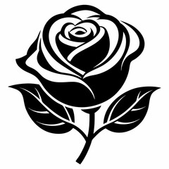 Red rose isolated on white, red rose vector illustration, Red rose plant vector art, Red rose plant silhouette, flowers icon, rose line art, eps © SvgDesignHub