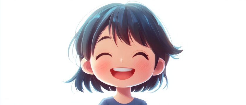 Illustrate an endearing chibi-style character with a cheerful smile and fun details against a pristine white background, great for dynamic visuals