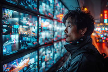 Monitoring live feeds in a high-tech security room