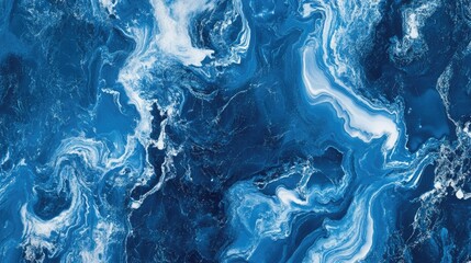 Obraz premium Blue marble texture background, with swirls of white and lighter blue