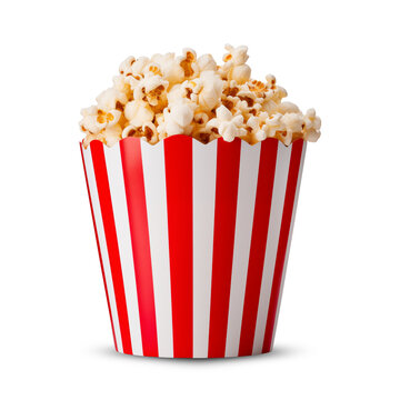 striped popcorn bucket isolated on transparent background, png