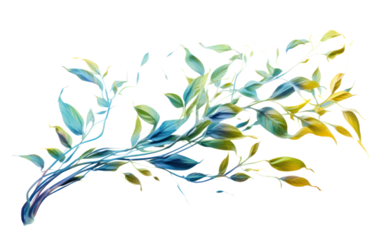Young tea leaves that have been re-created, isolated on a white background.