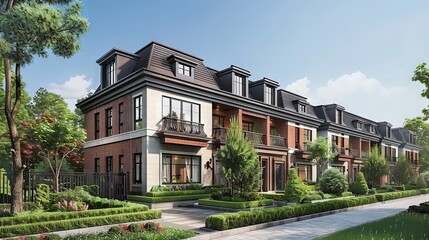 Fototapeta premium Beautiful new townhouses