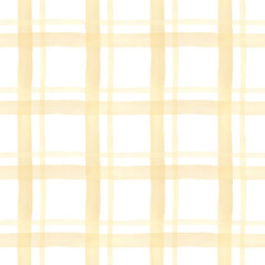 Watercolor checkered background. Seamless hand drawn stripes pattern in beige pastel colors for fabric texture, wallpaper, home decor prints