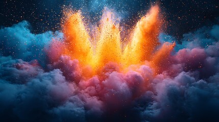 Close-up of colorful powder explosion 