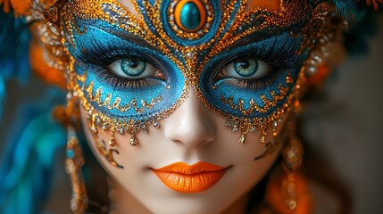 Close-up of colorful carnival mask details 