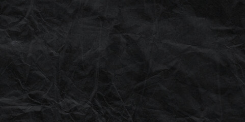 Vector Dark black crumpled old paper background. black cracked texture. Torn crumpled black paper background. Abstract black fabric cloth wave or wavy folds texture material. craft wrinkly paper .