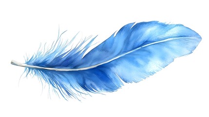 Delicate Watercolor Feather on Minimalist White Background