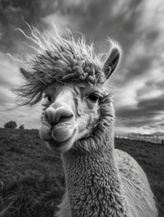 Obraz premium Llama portrait in black and white