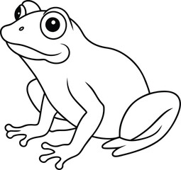 Frog outline or line art silhouette vector illustration with smooth lines white background.