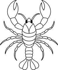 Lobster outline or line art or sketch silhouette vector art illustration silhouette.