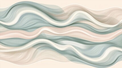 A serene abstract illustration featuring flowing lines in soft colors, evoking sense of calm and tranquility. 