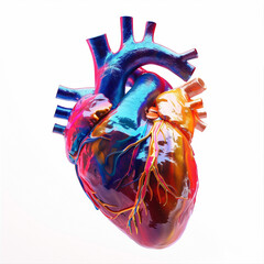 Naklejka premium heart anatomy human colorful vibrant medical health organ 3d artistic artificial heart heart model human heart healthcare cardiovascular illustration detailed educational anatomy study 