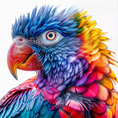 parrot bird colorful rainbow feathers beak plumage vibrant tropical exotic nature wildlife portrait animal bright detailed closeup pet rainforest jungle 