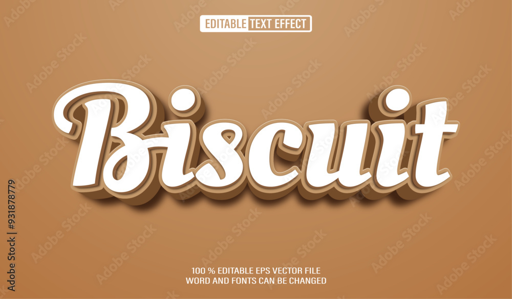 Poster editable 3d text style effect - biscuit text effect template