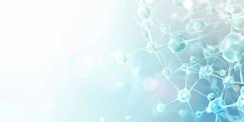 White and light blue medical abstract gradient background with molecules
