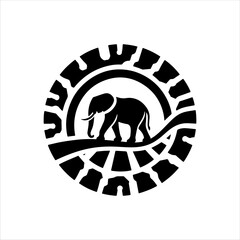 Elephant logo icon silhouette vector illustration design on white background.