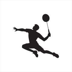 Badminton player silhouette vector illustration design on white background.