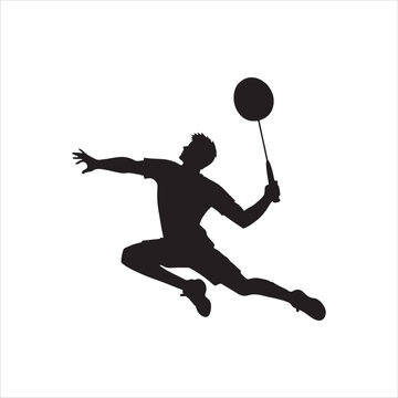 recommend clip art: Badminton player silhouette vector illustration design on white background.