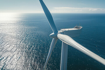 Fototapeta premium Intricate details of an offshore wind turbine