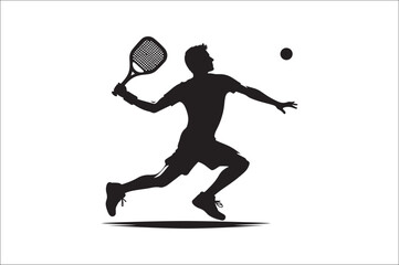 Obraz premium Pickleball player silhouette. Pickleball player vector silhouette on white background. Pickleball player vectore illustration. Pickleball player silhouette bundle.